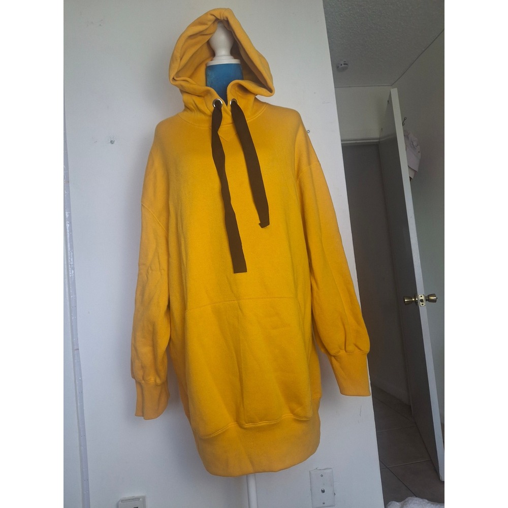 Zara Trafaluc Mustard Yellow Oversized Hoodie Dress Pockets 8417/001/305/M